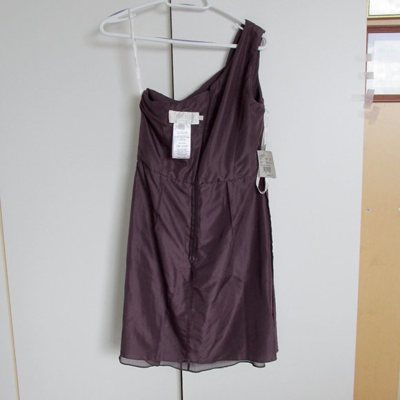 David's Bridal Purple Silk Chiffon One-Shoulder Dress NYE Size 10 - Picture 9 of 9